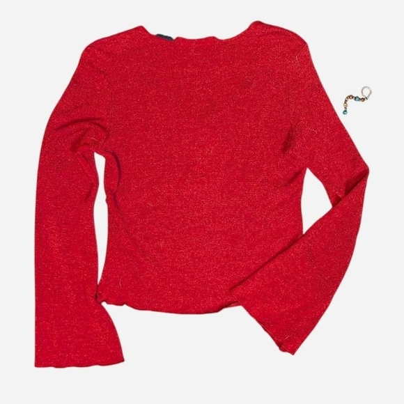 Mary-Kate And Ashley Y2K Red Boho Women's Top with Crochet Detailing - Picture 4 of 6